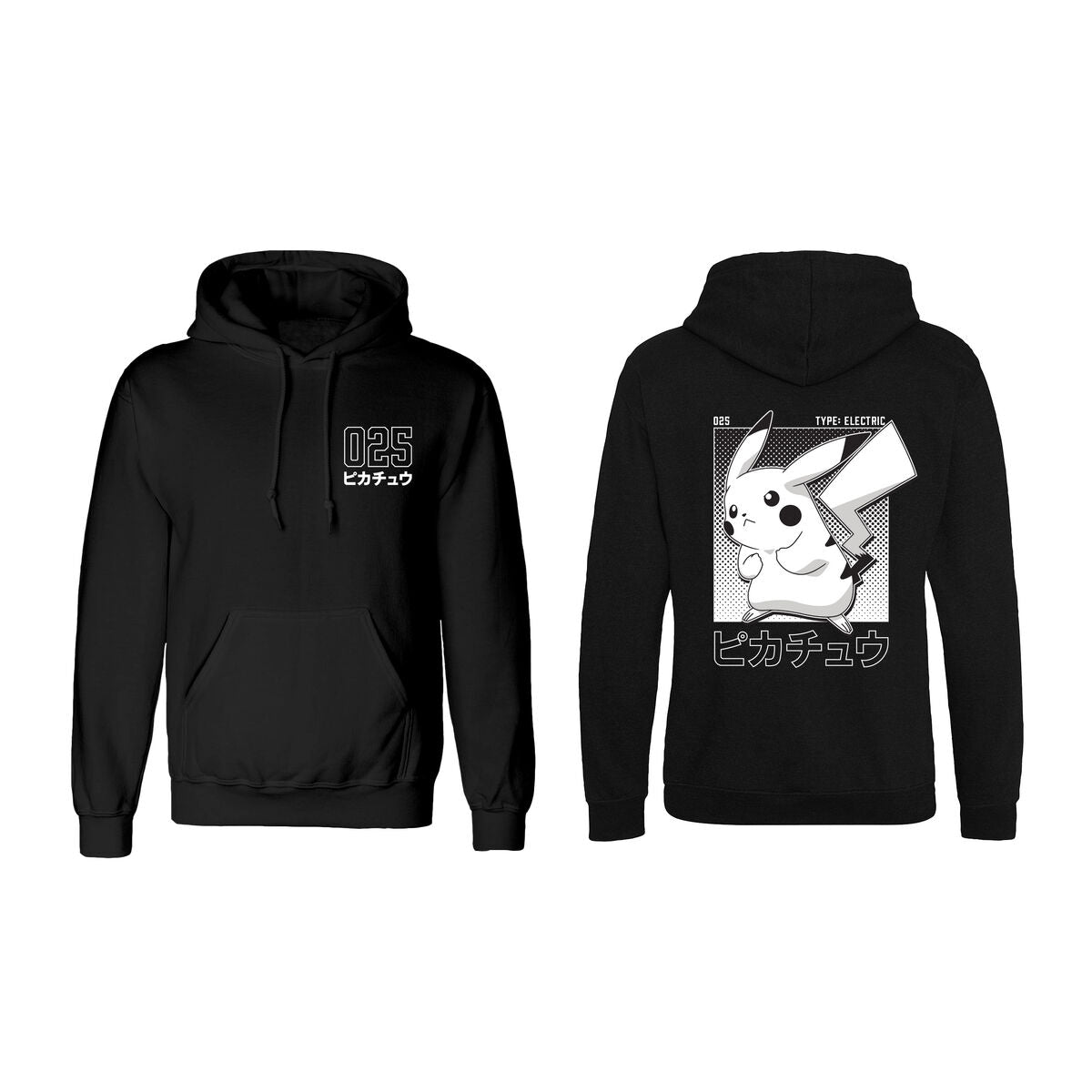 Unisex Hoodie Pokémon Halftone Pikachu Black-0