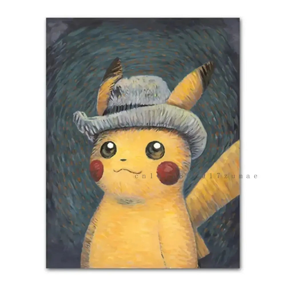 Pikachu Van Gogh-Style Canvas Print – Unframed