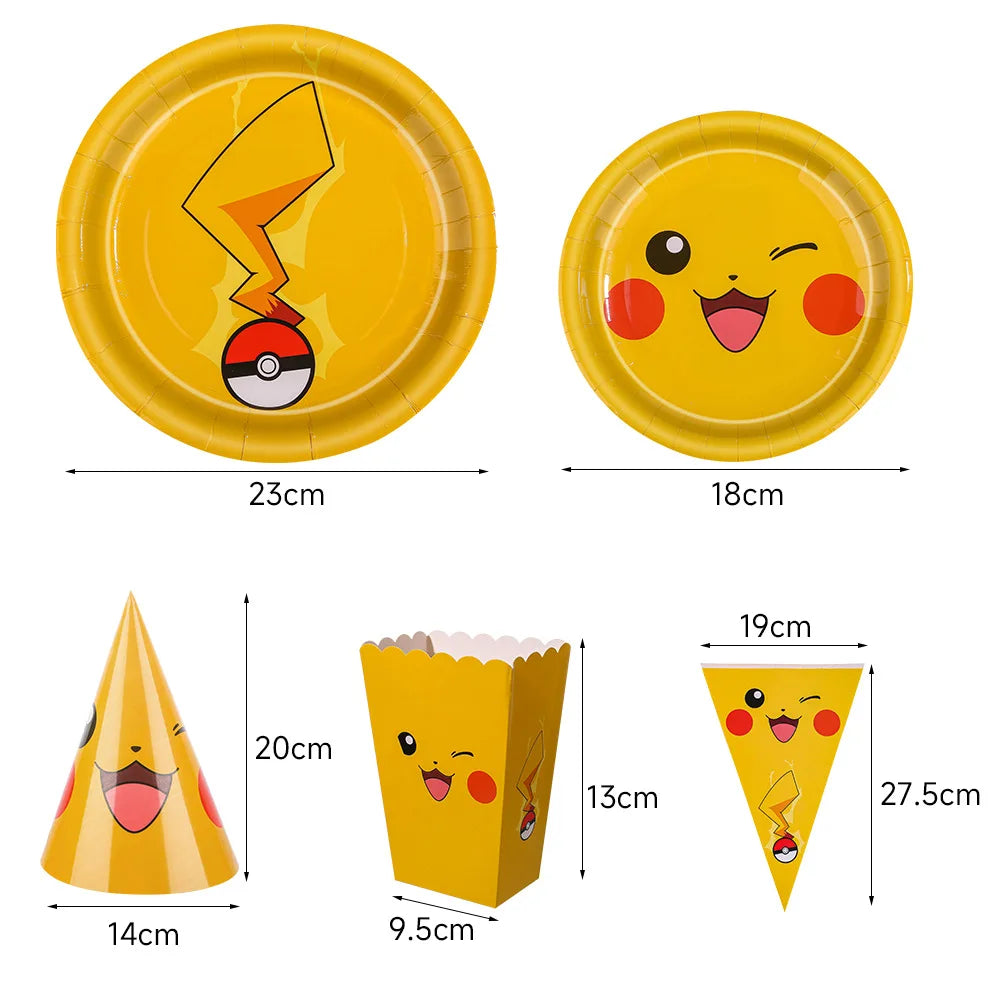 Pikachu Party Kit – Plates, Cups & Hats