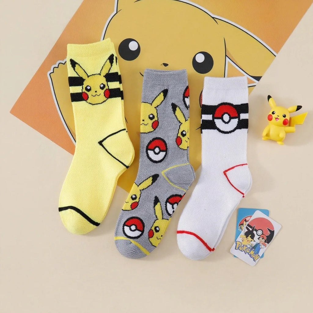 Pikachu Striped Socks – 3 Pairs