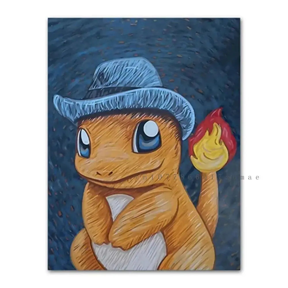 Pikachu Van Gogh-Style Canvas Print – Unframed