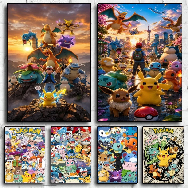 Pokémon Character Canvas Print – Unframed
