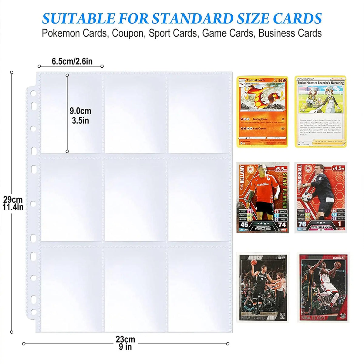 9-Pocket Binder Pages – 20 or 30 Sheets