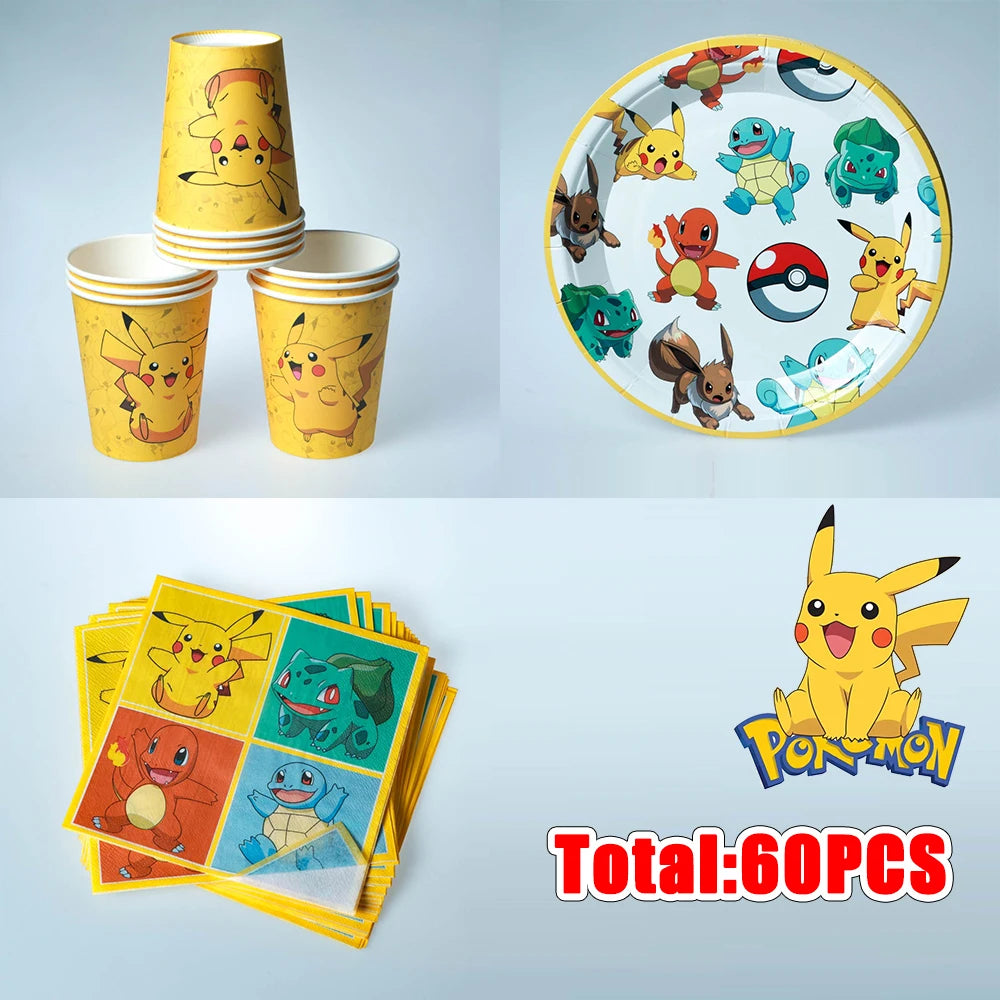 Pikachu Party Tableware Set – 60 Pieces