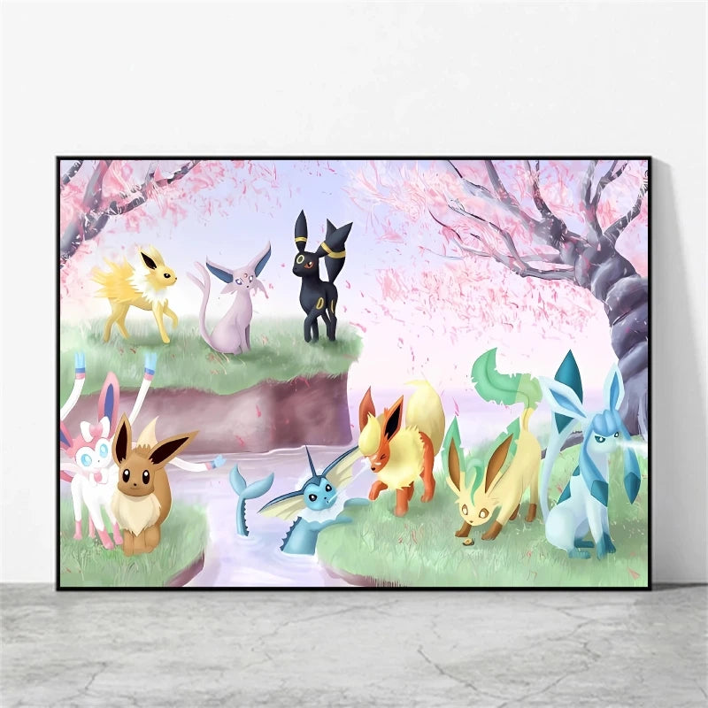 Pikachu & Mewtwo Canvas Print – Unframed
