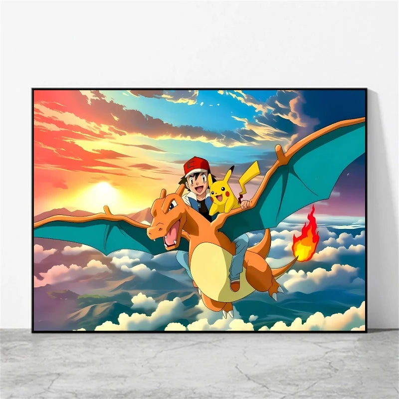 Pikachu & Mewtwo Canvas Print – Unframed