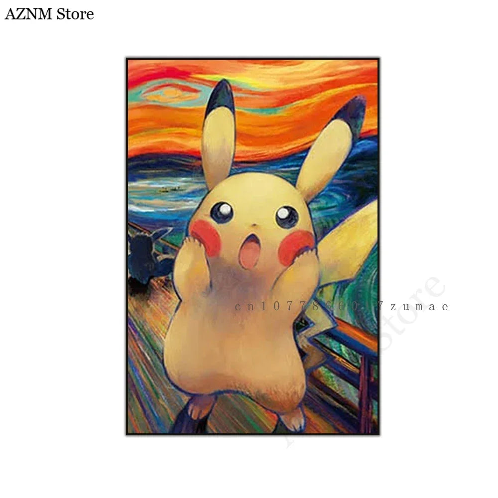 Pikachu Van Gogh-Style Canvas Print – Unframed