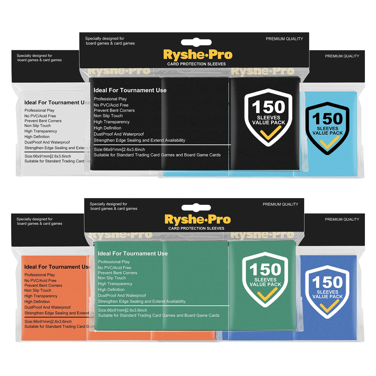 Premium Card Sleeves 66 × 91 mm – 150 Pack