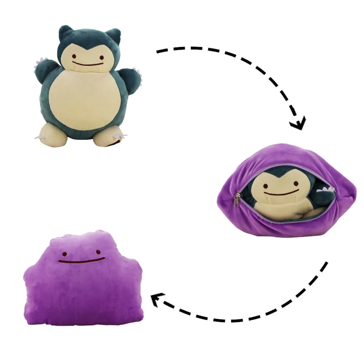 Reversible Ditto / Snorlax Plush Pillow