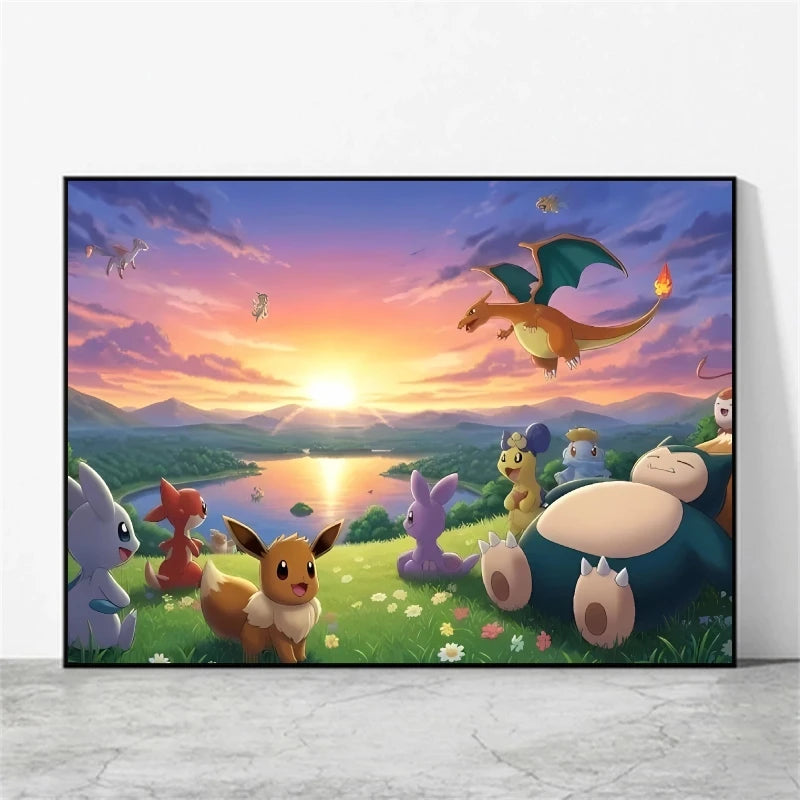 Pikachu & Mewtwo Canvas Print – Unframed