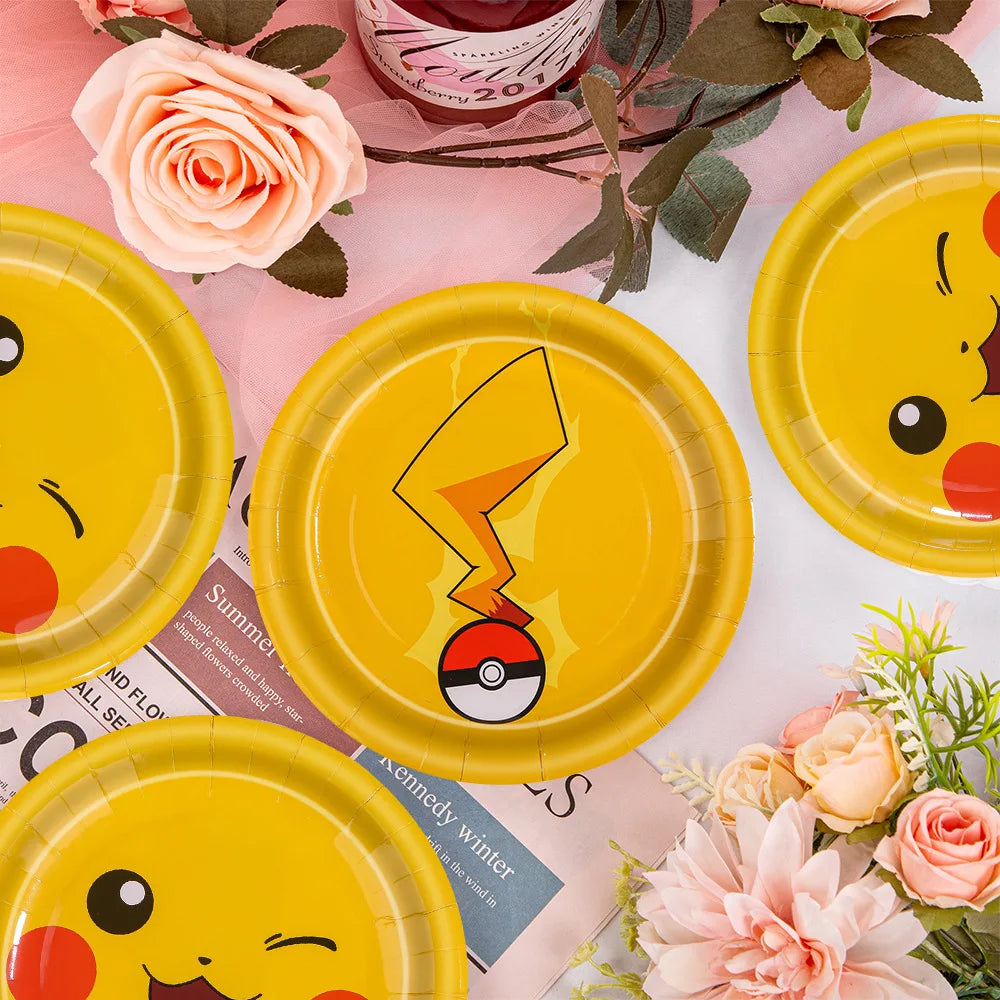 Pikachu Party Kit – Plates, Cups & Hats