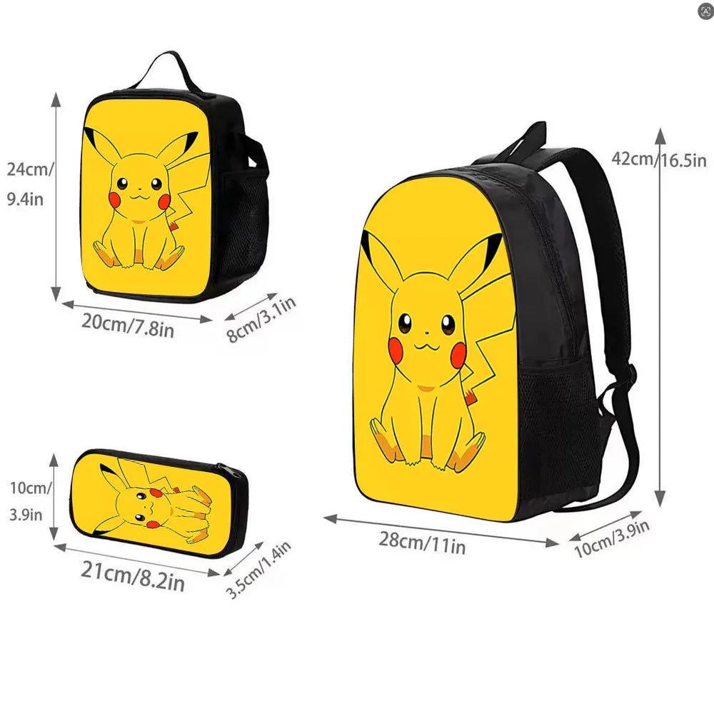 Pikachu Backpack Set with Lunch Bag – 3 Pieces