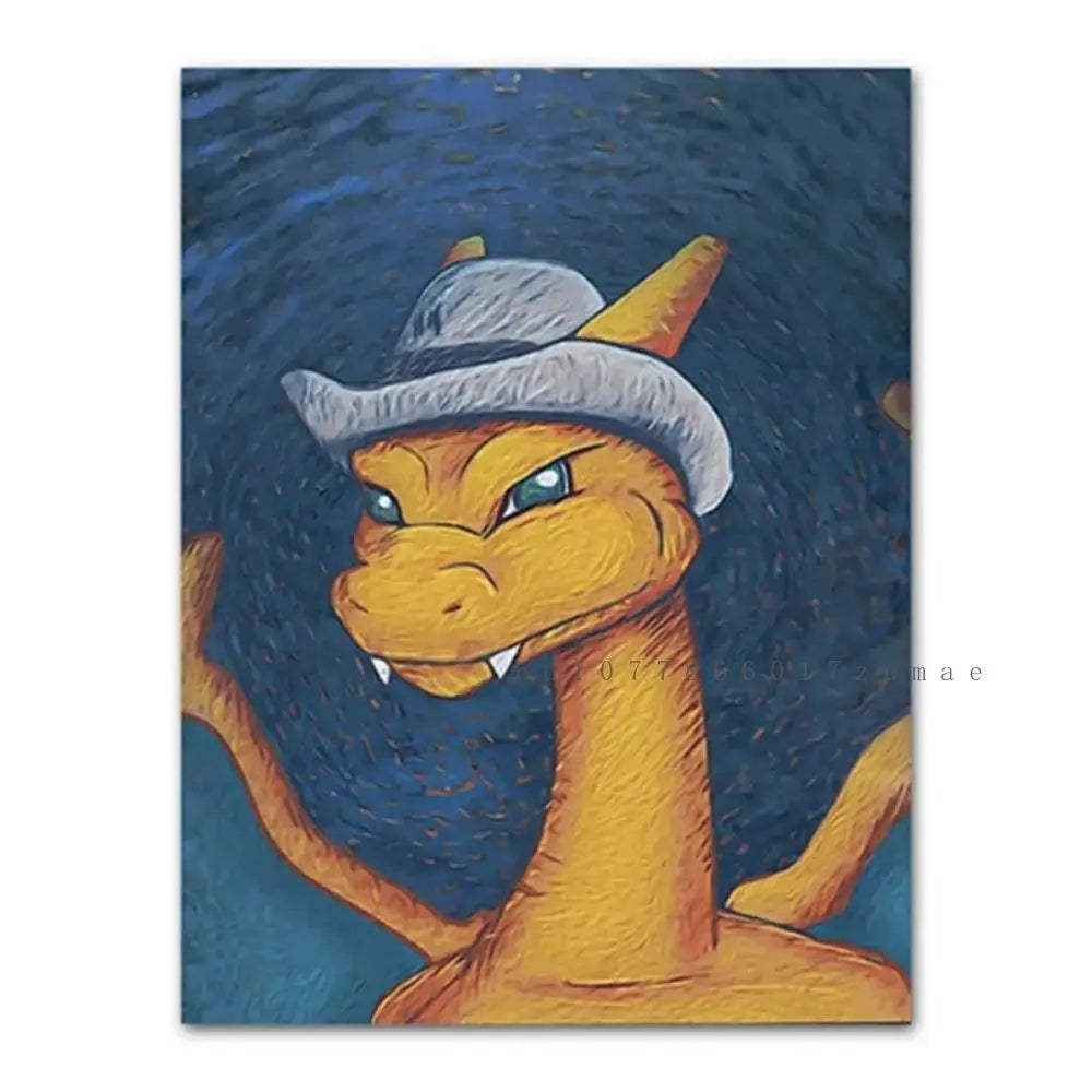 Pikachu Van Gogh-Style Canvas Print – Unframed