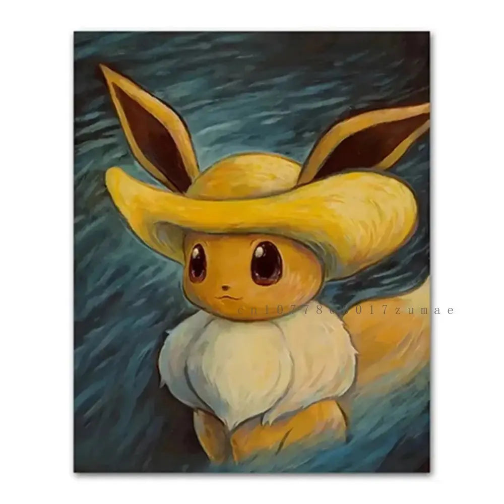 Pikachu Van Gogh-Style Canvas Print – Unframed