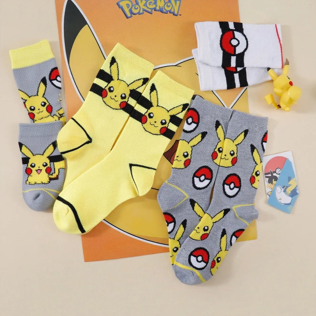 Pikachu Striped Socks – 3 Pairs