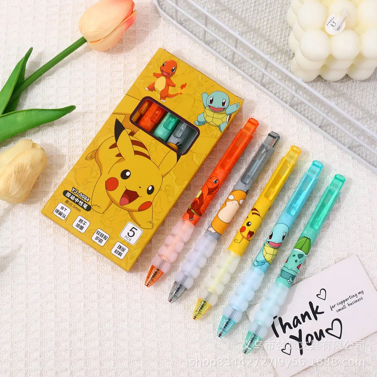 Pikachu Gel Pens – 5 Pack, Assorted