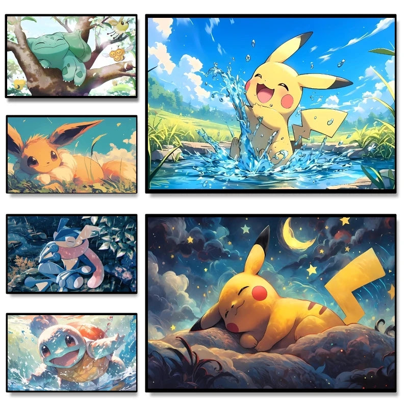 Pikachu & Mewtwo Canvas Print – Unframed