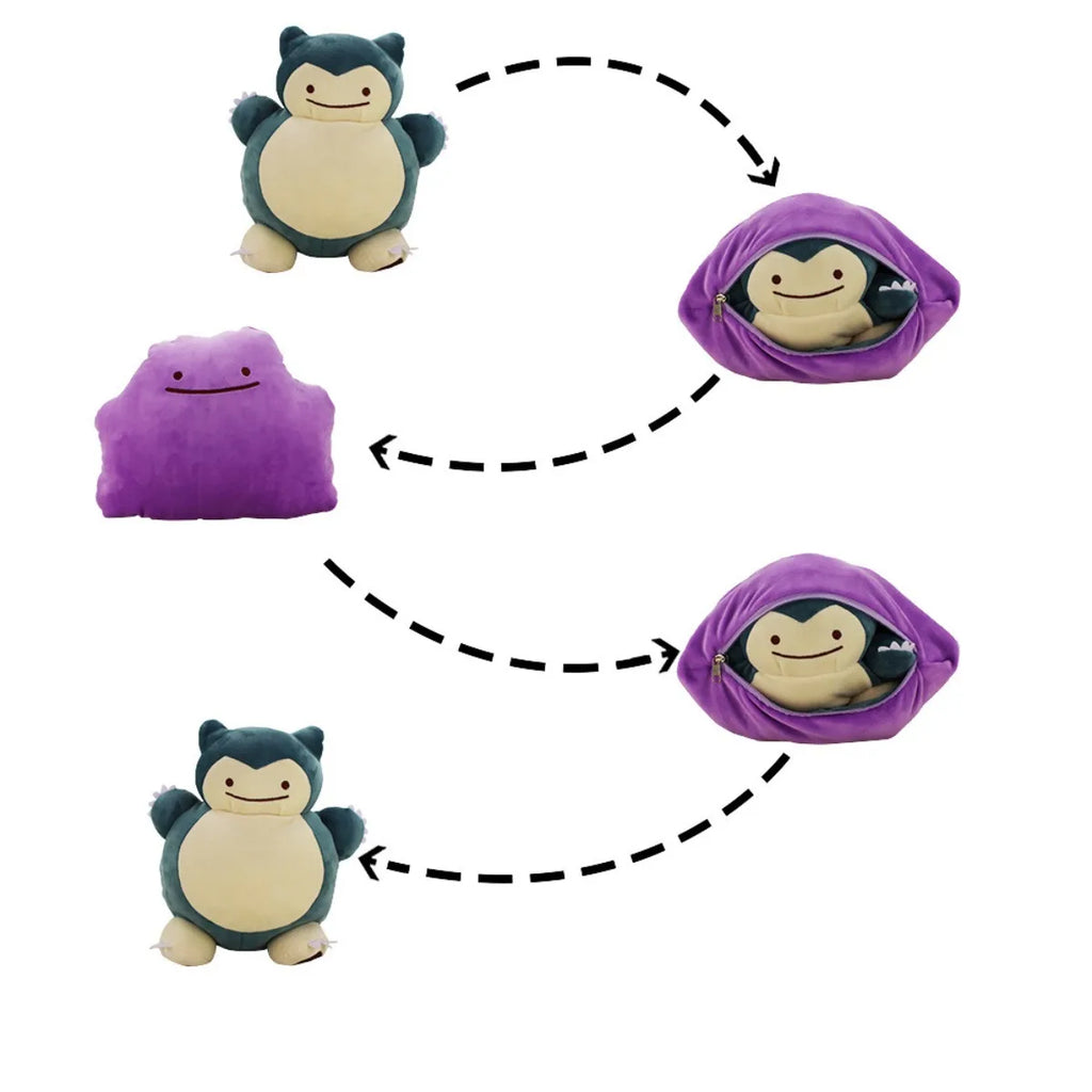 Reversible Ditto / Snorlax Plush Pillow