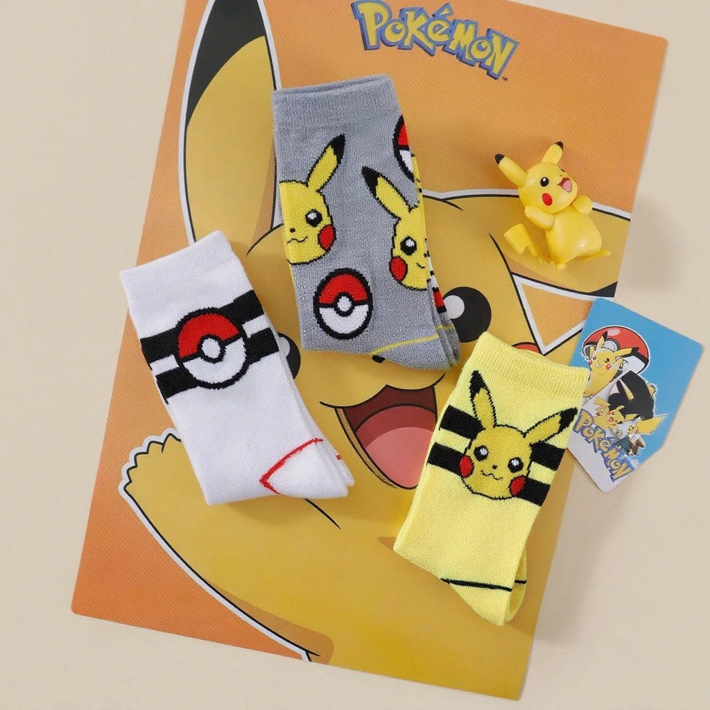 Pikachu Striped Socks – 3 Pairs